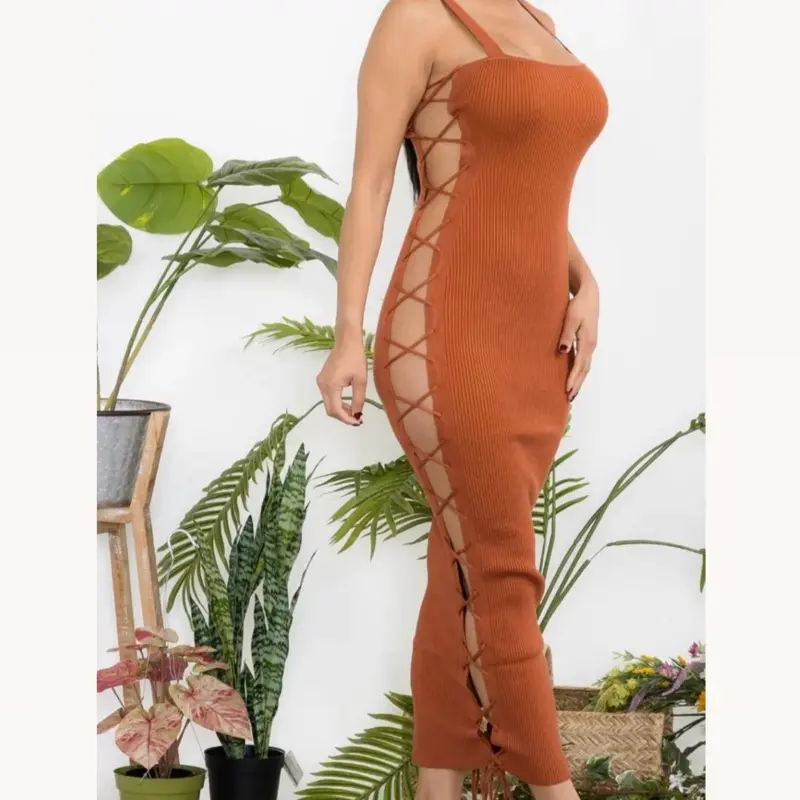 Copper Sultry side-slit dress Fit Womenswear