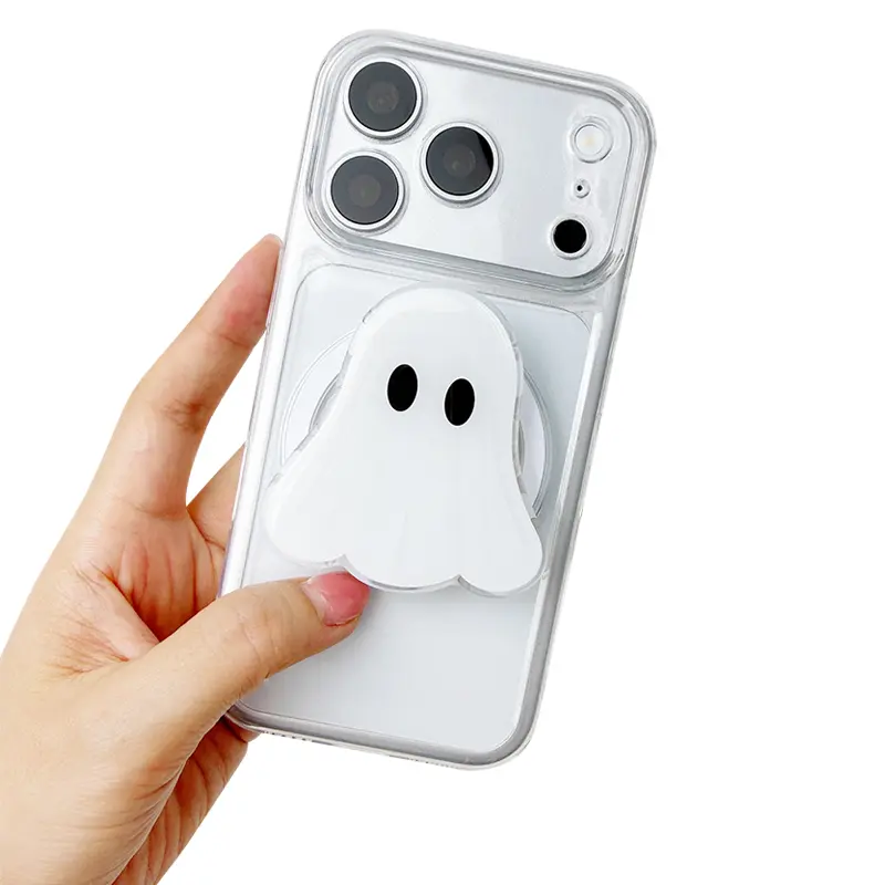 Cute Ghost MagSafe Acrylic Orchid Magnetic Ring Grip Phone Holder & Mount, Halloween-Compatible Cellphone Accessory, Magnetic Ring Grip Phone Holders & Mounts