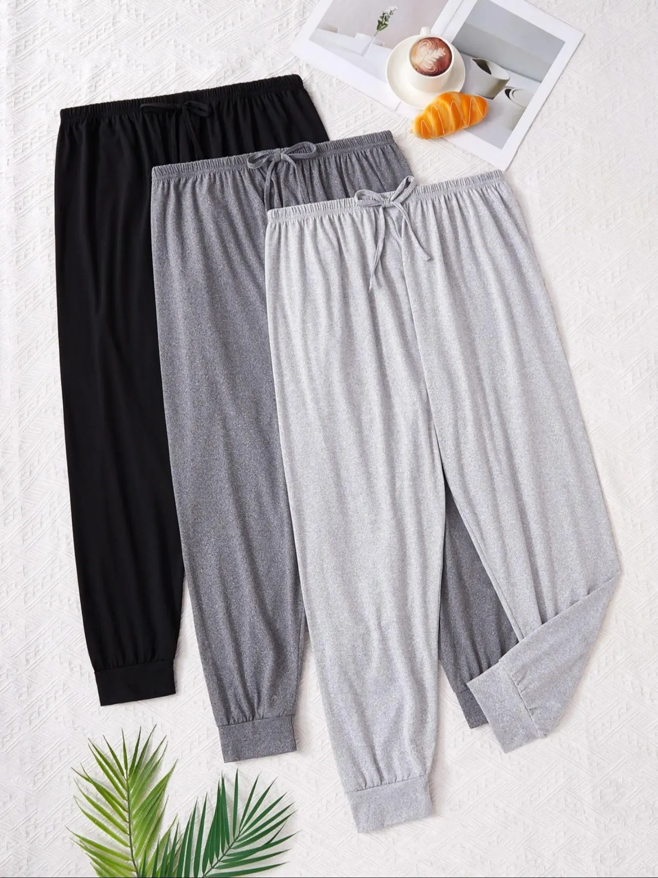 【Plus Size】 Solid Color Bow Decor Pajama Pants, Casual Comfy Lounge Trousers for Women, Women's Sleepwear for All Seasons
