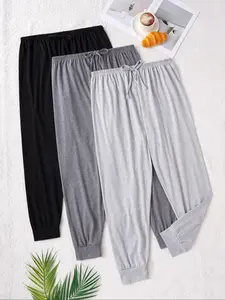 【Plus Size】 Solid Color Bow Decor Pajama Pants, Casual Comfy Lounge Trousers for Women, Women's Sleepwear for All Seasons