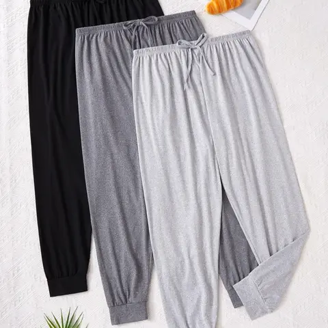 【Plus Size】 Solid Color Bow Decor Pajama Pants, Loungewear, Casual Comfy Lounge Trousers for Women, Women's Sleepwear for All Seasons