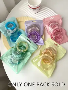 Candy-Colored Spiral Hair Ties Set - Gradient, No-Damage Elastic Bands for Women & s - Elegant & Simple Style Scrunchie