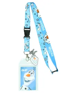 Disney Frozen Olaf Loveable Snowman Lanyard with ID Badge Holder and  2.5" Rubber Olaf Charm