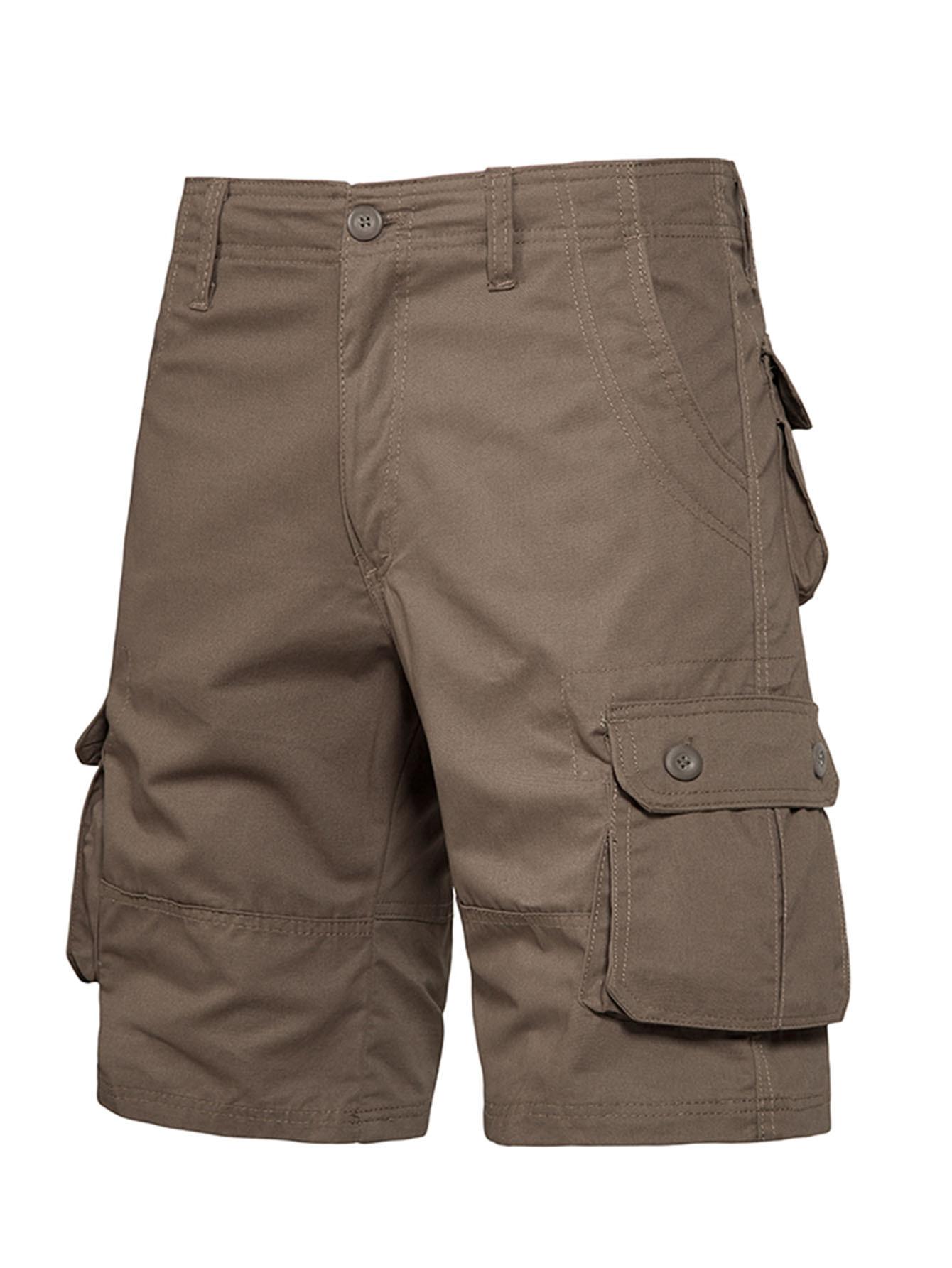 Set of 5 European/American summer casual shorts for outdoor commuting—breathable, comfortable multi-piece set featuring American vintage pure cotton cargo shorts and men’s sports-casual shorts; mid-thigh pure cotton shorts with a wear-resistant, wrinkle-r