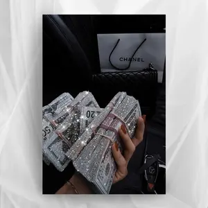 VVS Money Stack Poster – Luxury Money Aesthetic Wall Art, Chanel & Cash Glitter Print, Glam Streetwear Decor, Manifestation