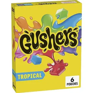 Gushers Fruit Flavored Snacks, Tropical Fruit Flavor, 6 Pouches, 4.8 oz