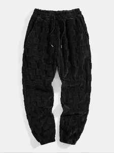 2026 Men's Sport Pants, Two-Sided Fleece Jacquard Plaid Casual Long Pants, Pockets, Men's Warm Leisure Sports Pants, Soft Comfy Sweatpants