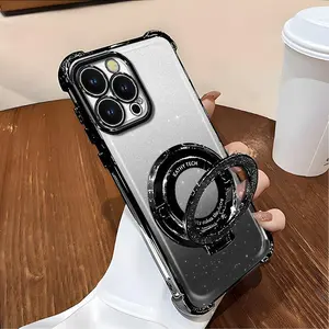 Gradient Glitter MagSafe Phone Case with Ring Stand, Military-Grade Shockproof Protective Cover for 【iPhone 16】#SummerVibes.666