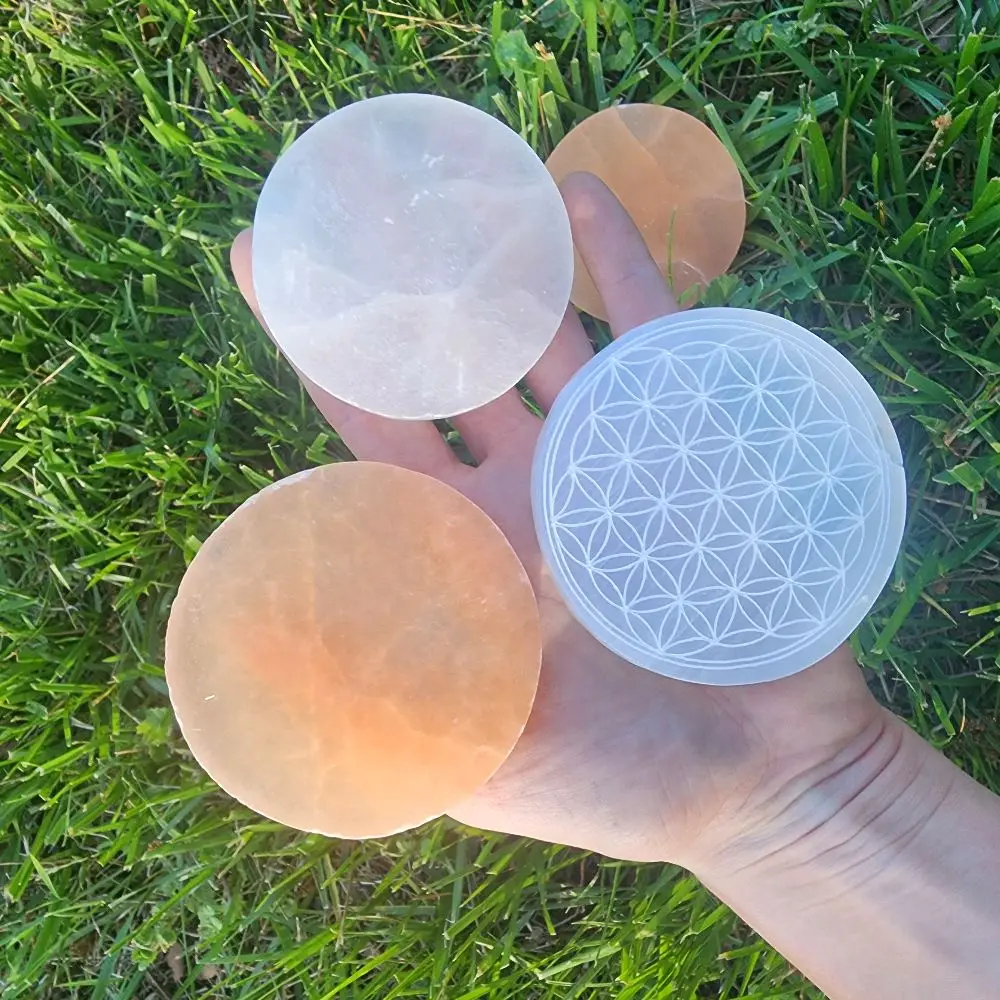 Satin Spar Plate 1pc selenite charging crystals