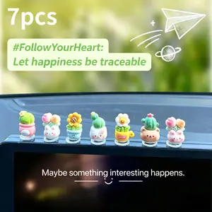 7pcs Cute Cactus Flower Pots Car Decorations, Adorable Plant Holders for Vehicle Interior, Stylish Accessories for Cars and Suvs, Car Interior Ornaments, Car Interior Decorative, Car Interior Accessory
