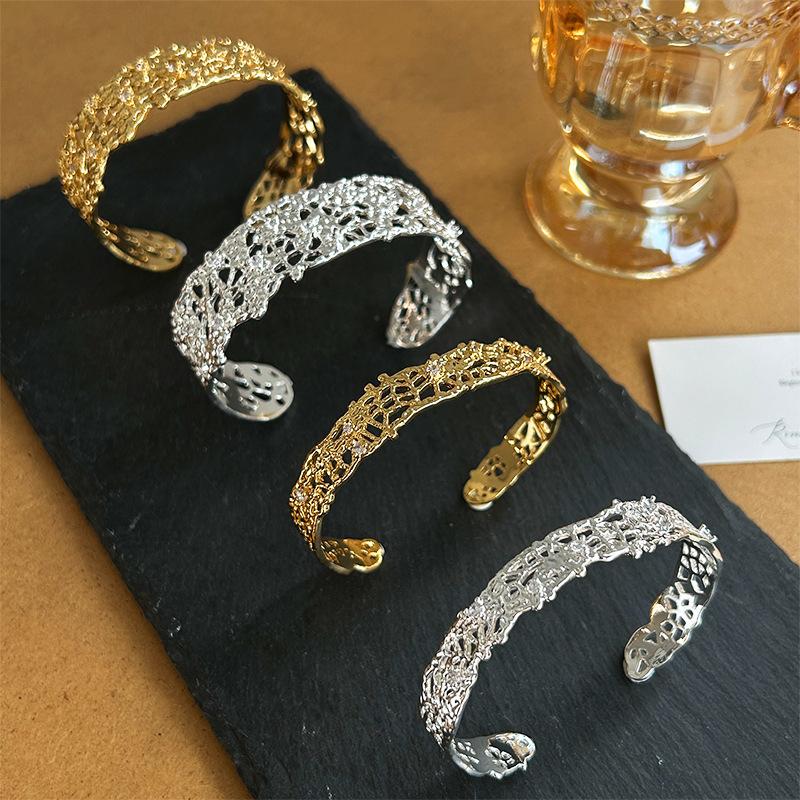 YEAHLOVE Vintage Woven Open Cuff Statement Bangle | Retro Luxury Jewelry for Everyday Wear, Gifting & Good Fortune