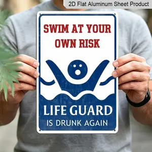 Pool Decorations Outdoor Pool Decor Swim At Your Own Risk Pool Sign Pool Deck Accessories Gifts Funny Warning Safety Plaque Signs For Swimming Pool Beach Water Park Decor Outdoor 8 X 12 Inch Yard Sign