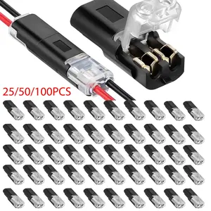 Double-Wire Plug-in Connector Led Light Strip Connectors 2 Pin, Low Voltage Wire Connector with Locking Buckle, Fast Connect Plugs for LED Strip Lights & Automotive Wiring