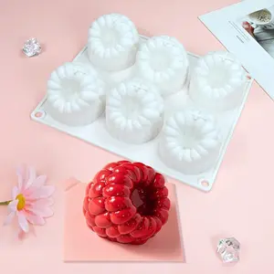 Silicone Raspberry Mousse Cake Mold, 6-Cavity Large Blackberry Chocolate Mold, Fruit Candle Mold, Baking Decoration Mold, Silicone Molds