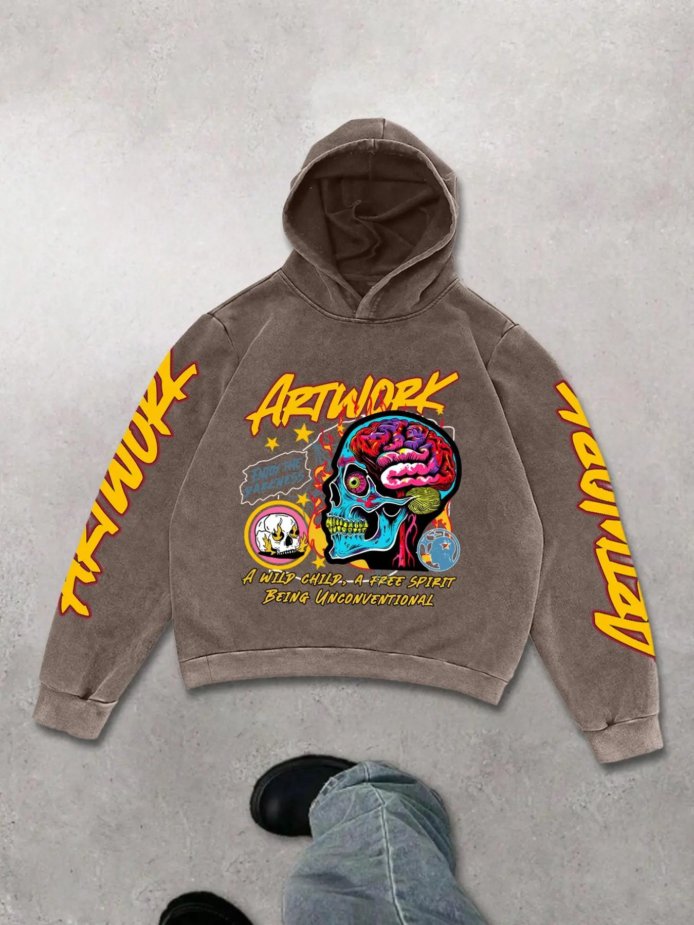 Unisex Men's Letter & Skull Graphic Streetwear Clothing Print Hoodie Fashion Hoodies Casual Regular Fit Hooded Sweatshirt for Daily Holiday Outdoor Wear, Men Clothes for All Seasons