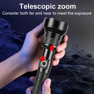 High Power Tactical Flashlight, Rechargeable 990000LM XHP90.2, 5 Modes Zoomable IPX7 Waterproof for Camping & Outdoor Activities, Tactical Flashlights, High Power Flashlights