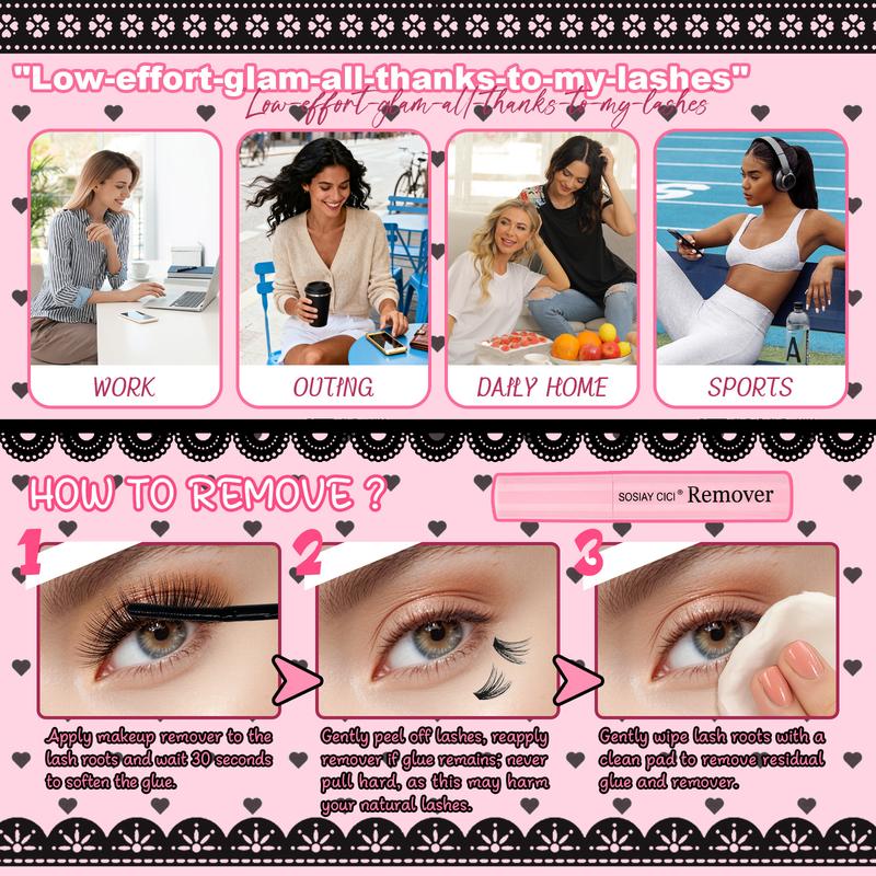 SOSIAY CICI DIY Lash Extensions Kit 320pcs 40D Individual Lashes Clusters 9-16mm with Applicator Lash Bond Seal & Remover Glue Mix for Flawless At Home Application