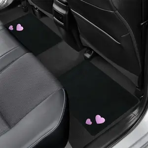 4pcs Car Mats, Simple Design with Heart and Pink, Easy to Clean, Pet-Friendly Interior Accessories, Suitable for Front and Rear Use, Car Floor Mats, Car Interior Accessory