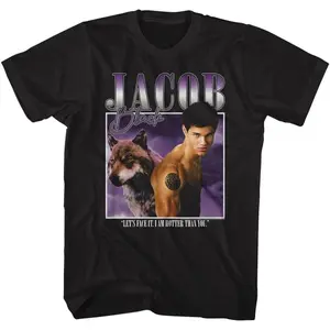 American Classics Twilight Movies Jacob Black Adult Short Sleeve T Shirts Vampire Romance Graphic Tees Black
