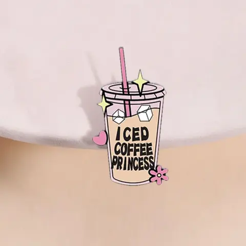Ice Coffee Princess Theme Brooch, Girl Heart Coffee Pin, Fashion Accessory, Decor Pins, Cute and Stylish, Brooch Pin Clip, Perfect for Daily Wear