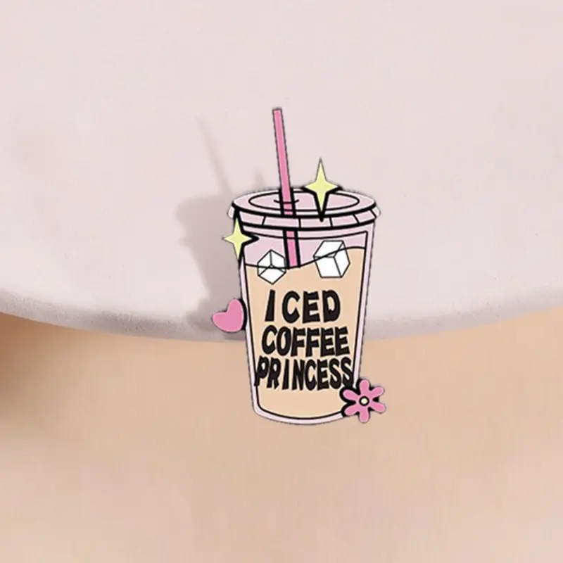 Ice Coffee Princess Theme Brooch, Girl Heart Coffee Pin, Fashion Accessory, Decor Pins, Cute and Stylish, Brooch Pin Clip, Perfect for Daily Wear