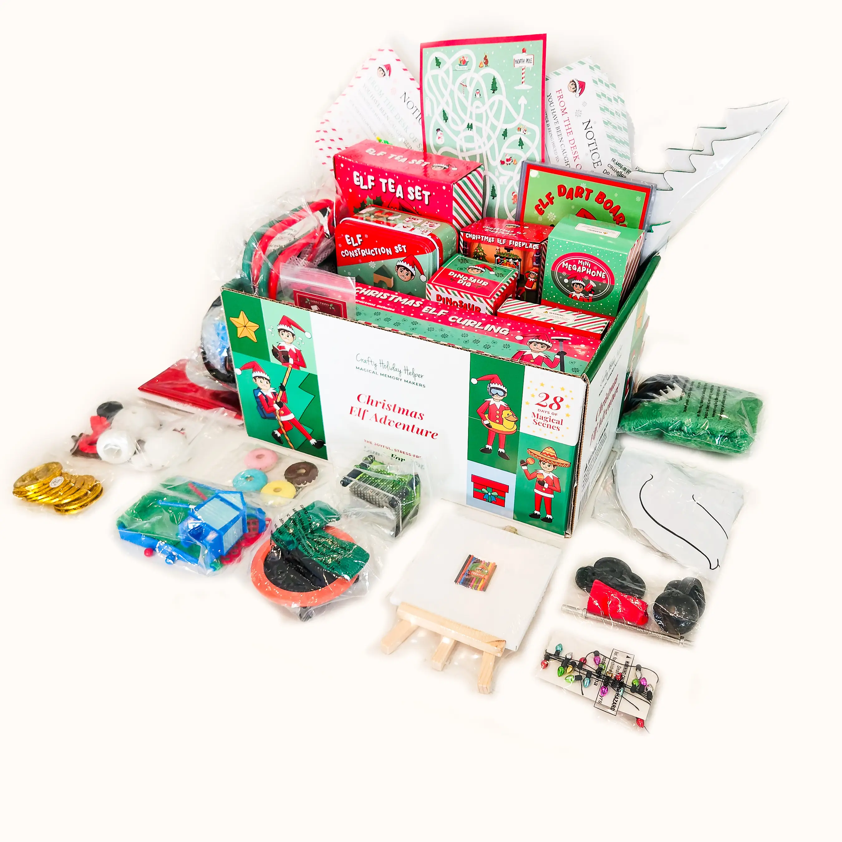 Christmas Elf Adventure Kit ULTIMATE (Same Kit Each Year)- Crafty Holiday Helper - 28 Days Shelf Decoration Prop, Decor, Fairy, Magical, Ornaments