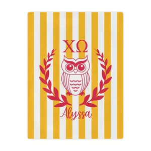 Chi Omega Personalized Owl Stripe Blanket