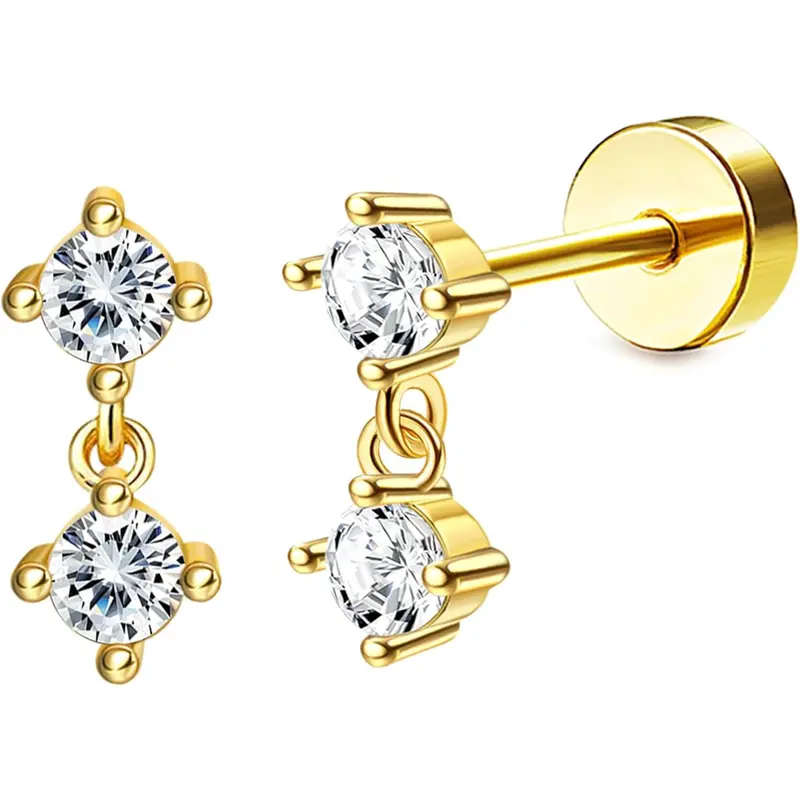 Sterling   Flat  Earrings for Women Men  Flatback stud Earrings 20 Gauge Cartilage Earring Helix Conch Tragus