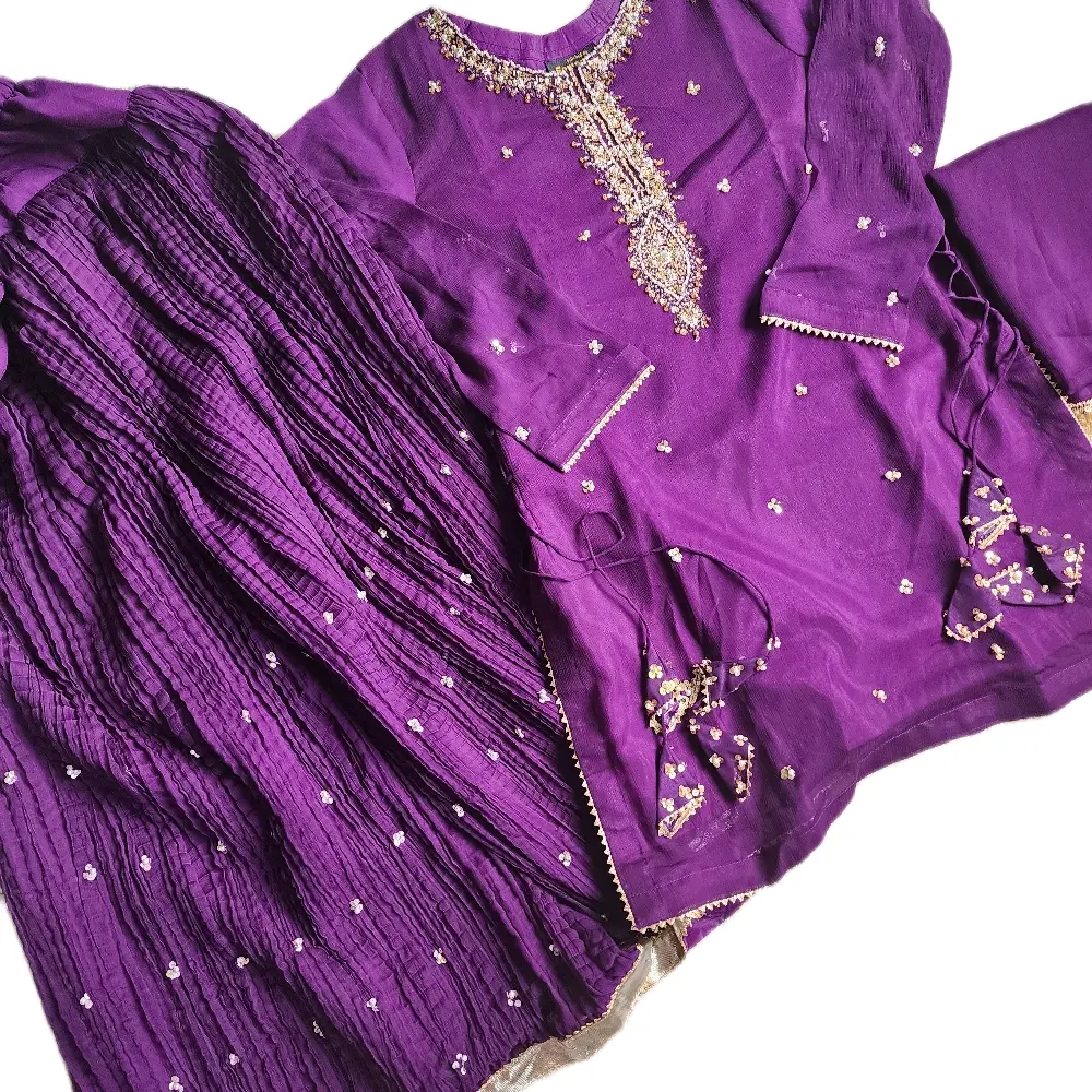 Pakistani chiffon three piece gharara suit Partywear Pakistani chiffon three piece gharara suit Partywear