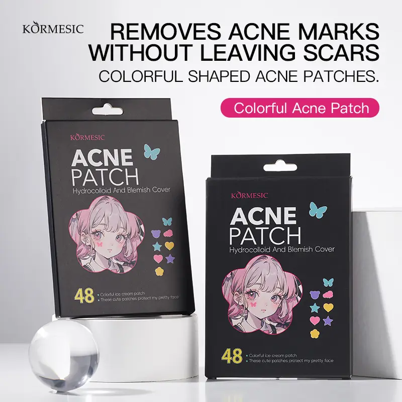 48 Count Colorful Hydrocolloid Acne Patches for Face, Cute Pimple Patches for Whiteheads and Blemishes, Star Heart Butterfly Zit Stickers, Day or Overnight Wear
