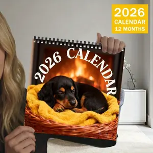 New Small Sausage Dog Calendar 2026 Fundogs Hanging Wall Planner, Dual-Sided 12-Month Schedule, Thick Paper, Cute Design, Perfect Gift