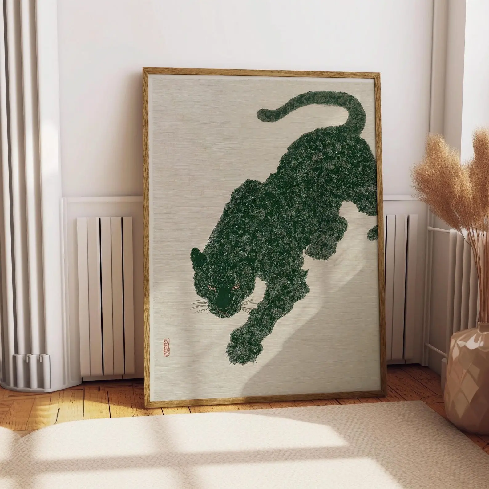 Japanese Panther Print, Ukiyo-e Style Big Cat Wall Art