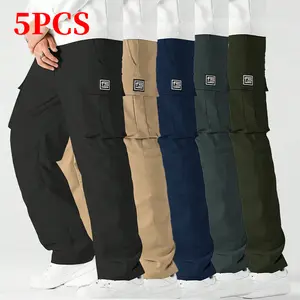 Men's Outdoor Lightweight Work Pants, Comfortable Breathable Straight Casual Pants with Multiple Pockets and Drawstring Waist, Running Sports Pants, Versatile All-Season Men's Trousers for Daily Activities and Hiking Trips