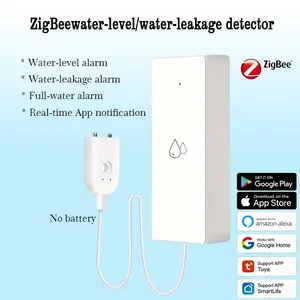ZigBee Smart Water Sensor, Leak Detector, Water-level alarm, Water-leakage alarm, Real-time App notification, stop leaks promptly, suitable for kitchens and bathrooms（No Batteries included）（1-Pack）