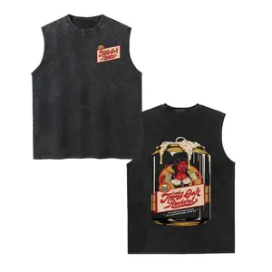 Retro Country Rock Band Washed Tank Top, Vintage Music Graphic Sleeveless Streetwear