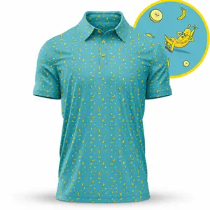 Bogey Bros Men’s Tropical Banana Print Polo Shirt Breathable Casual Golf Summer Party Tee