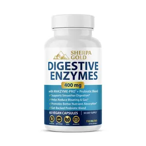 Sherpa Gold Digestive Enzymes – With Makzyme-Pro™ + Probiotic Blend (60 Vegan Capsules)