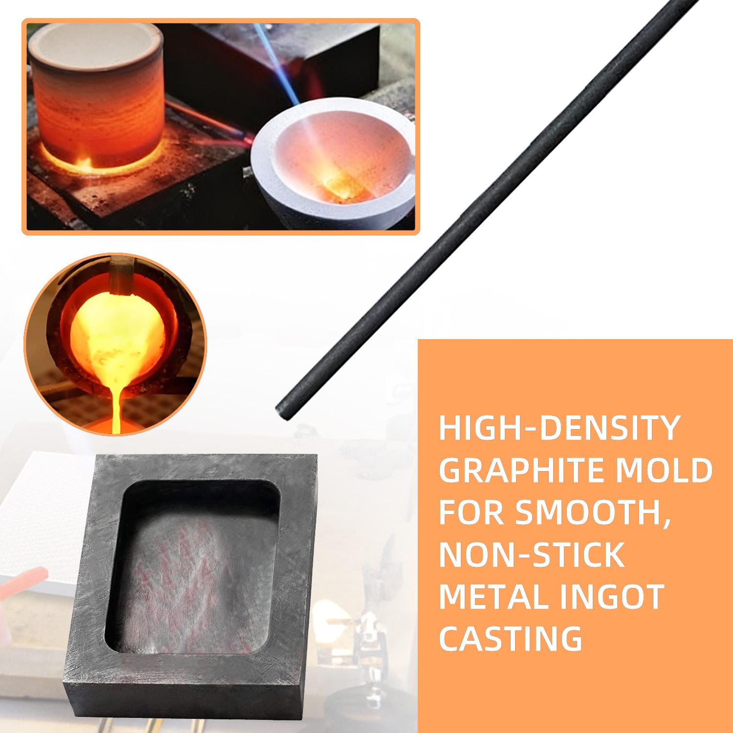 Complete Gold Melting & Casting Tool Kit - Ceramic Crucibles Graphite Ingot Mold, Tweezers & Crucible Tongs for Jewelry Making & Metal Smelting