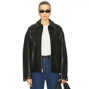 GRLFRND Alek Leather Moto in Black