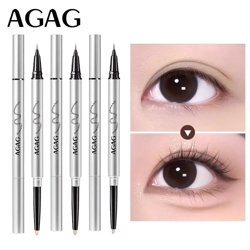 AGAG 2-in-1 Dual-Ended Cosmetic Pen - Under Eye Bag Pencil & Ultra Fine Natural Eyes Eyeliner, Smooth Glide, Precise Lines, Natural Highlighting, Portable Eyeliner Daily Tool
