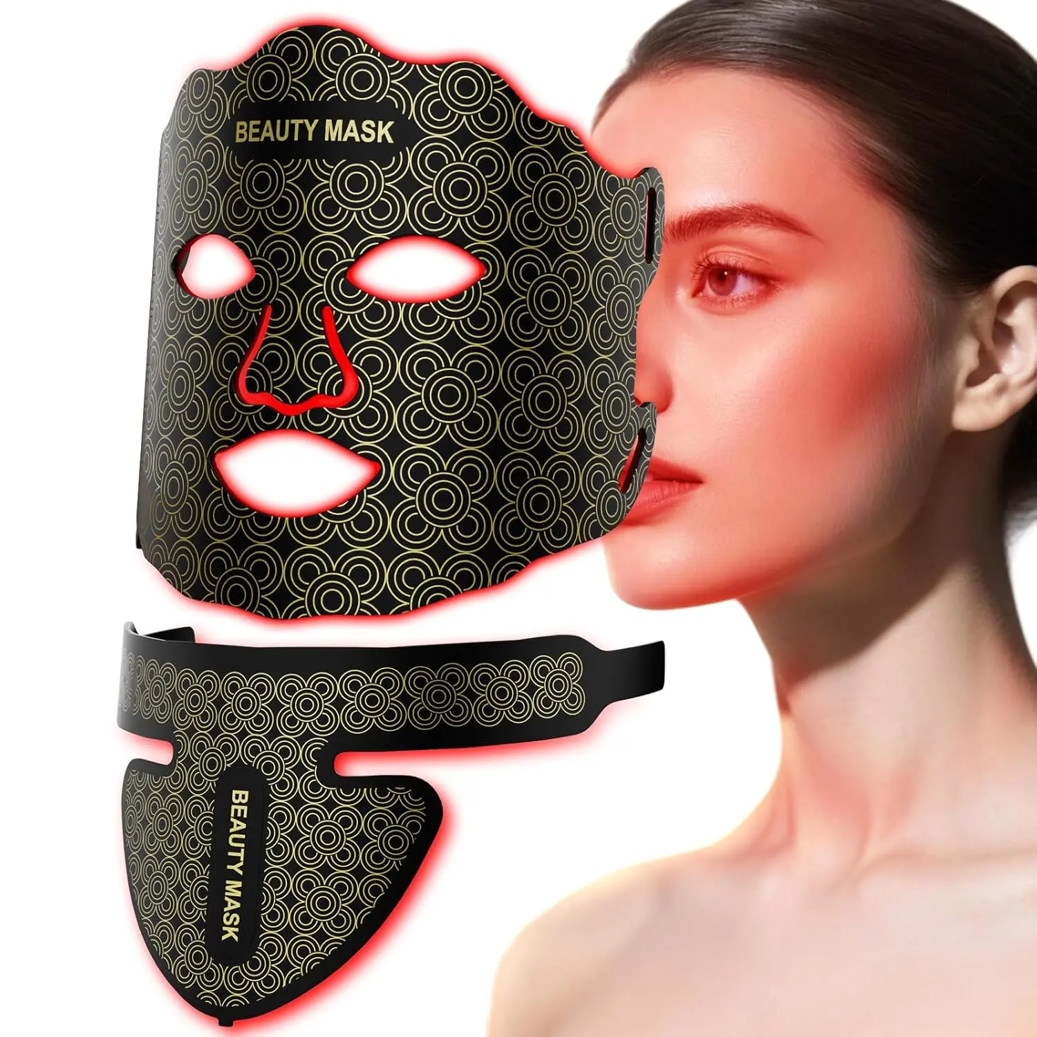 AYYHG GlowTech Silicone Red Light Therapy Mask, 7-Color Rechargeable Battery-Powered Facial Device for Face/Neck, Anti-Aging & Acne Treatment for All Skin Types Home Use,father'sdaygifts,summerhairstyles
