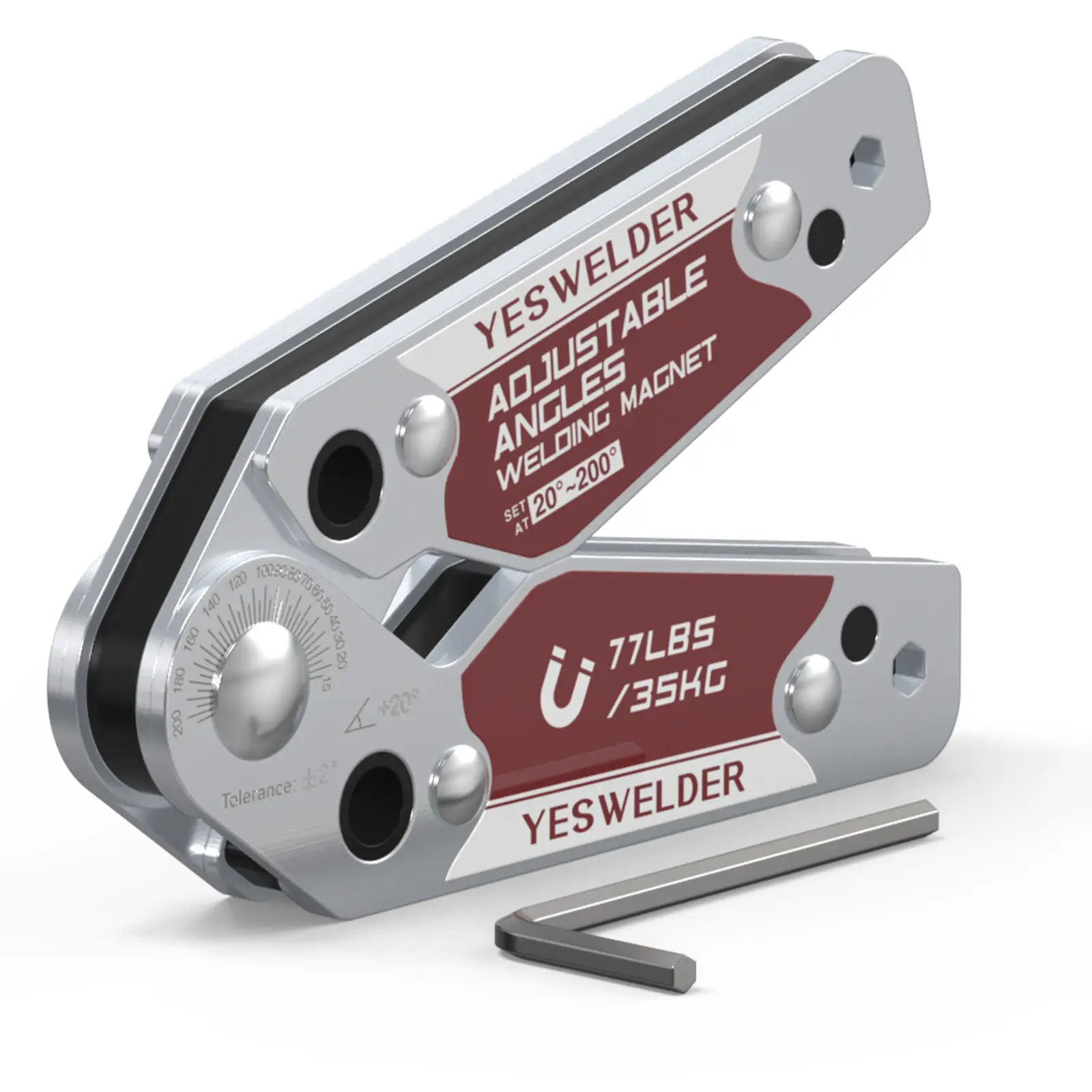 YESWELDER Adjustable Welding Magnet with Angle Scale 20-200° | 48 & 77LBs Holding Power Magnetic Welding Positioner for Soldering, Metal Fabrication,