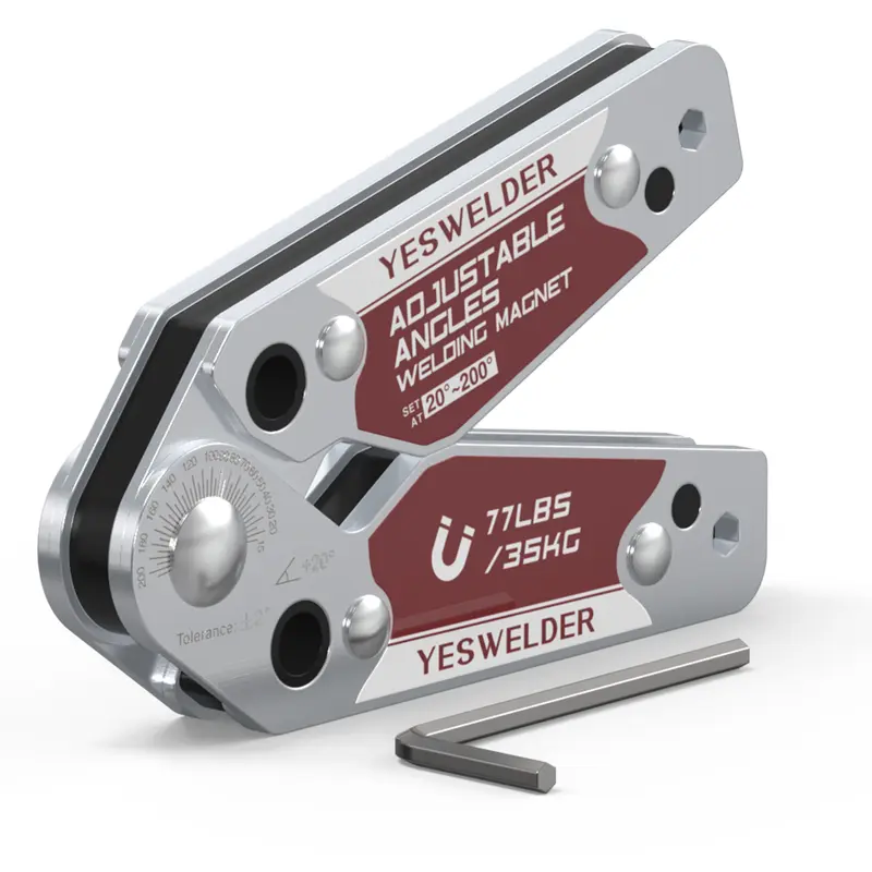 YESWELDER Adjustable Welding Magnet with Angle Scale 20-200Β° | 48LBs/77LBs Holding Power Magnetic Welding Positioner for Soldering, Metal Fabrication & Pipe Installation