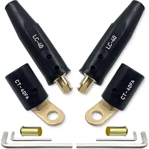 2PCS CT-40FA Welding Terminals & 2PCS LC-40 Welding Cable Connectors, Welder Leads Quick Connector and Terminal for Welding Machine Accessories, 1/0 and 2/0(50-70mm²) Cable Size Capacity