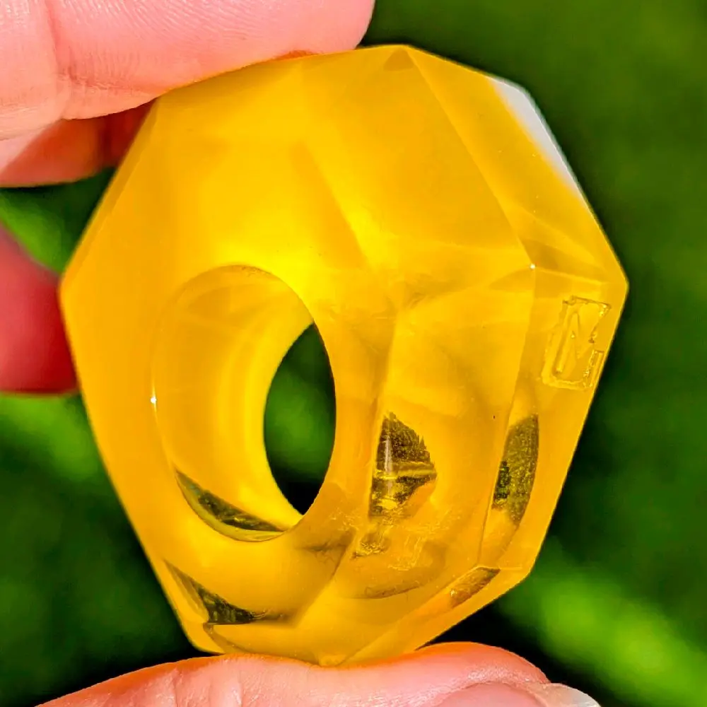 Handmade Dual-Tone Hexagon Statement Ring USA Size 8 EU Size 18 Epoxy Resin Unisex Jewelry with Natural Resin Inclusions Pure Artistry Crafted by Hand