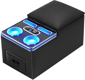 B BRAZIFY Center Console, Upgraded 7-Color Mood Lighting Center Console Organizer, Rear Bench Seat Armrest with Fast Phone Charging, Back Bench Seat Storage Box for Car armrest pad center console mat car essentials Multifunctional Car Seat Back Organizer