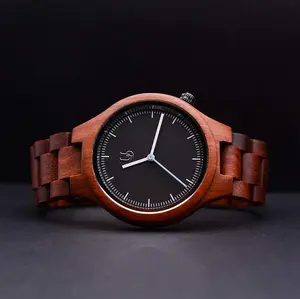 UXD Personalized/Engraved Watch/Natural Red Sandal Round Wood Watch