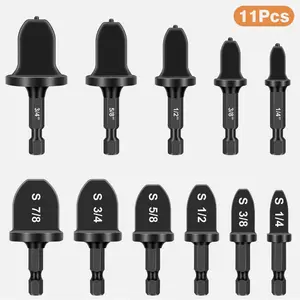 11-Piece Swaging Tool Drill Bit Set for Air Conditioner Copper Pipe Flaring Tube Expander in Various Sizes HVAC Repair Tool