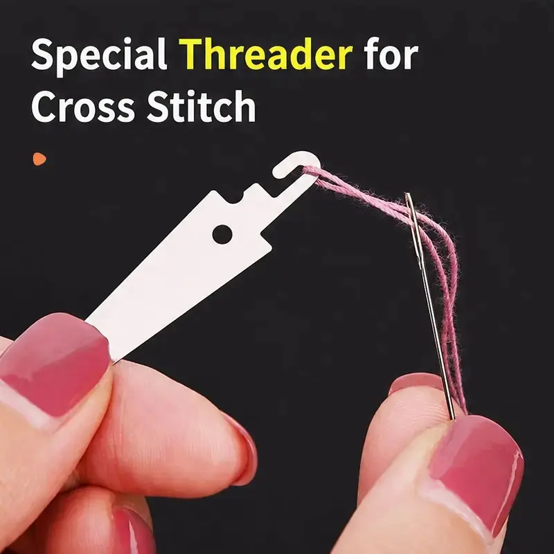 Dual-Head Stainless Steel Needle Threaders, Quick Threading Tool for Cross Stitch DIY Projects, Sewing Accessories and Supplies