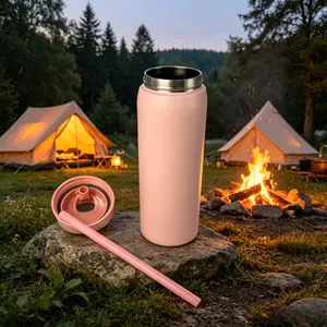 32OZ Pink Insulated Tumbler - Portable Vacuum Flask, Exquisite Appearance, Hot & Cold Retention, Holds Coffee & Juice, Ideal for Outdoor Activities & Work